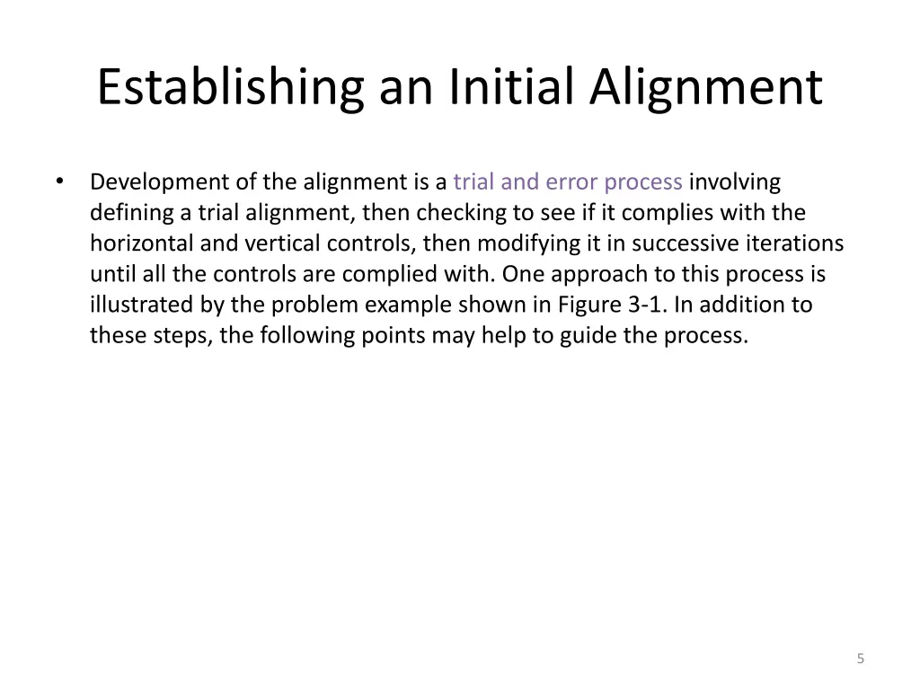 establishing an initial alignment