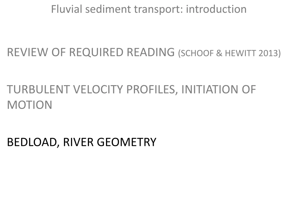 fluvial sediment transport introduction 2