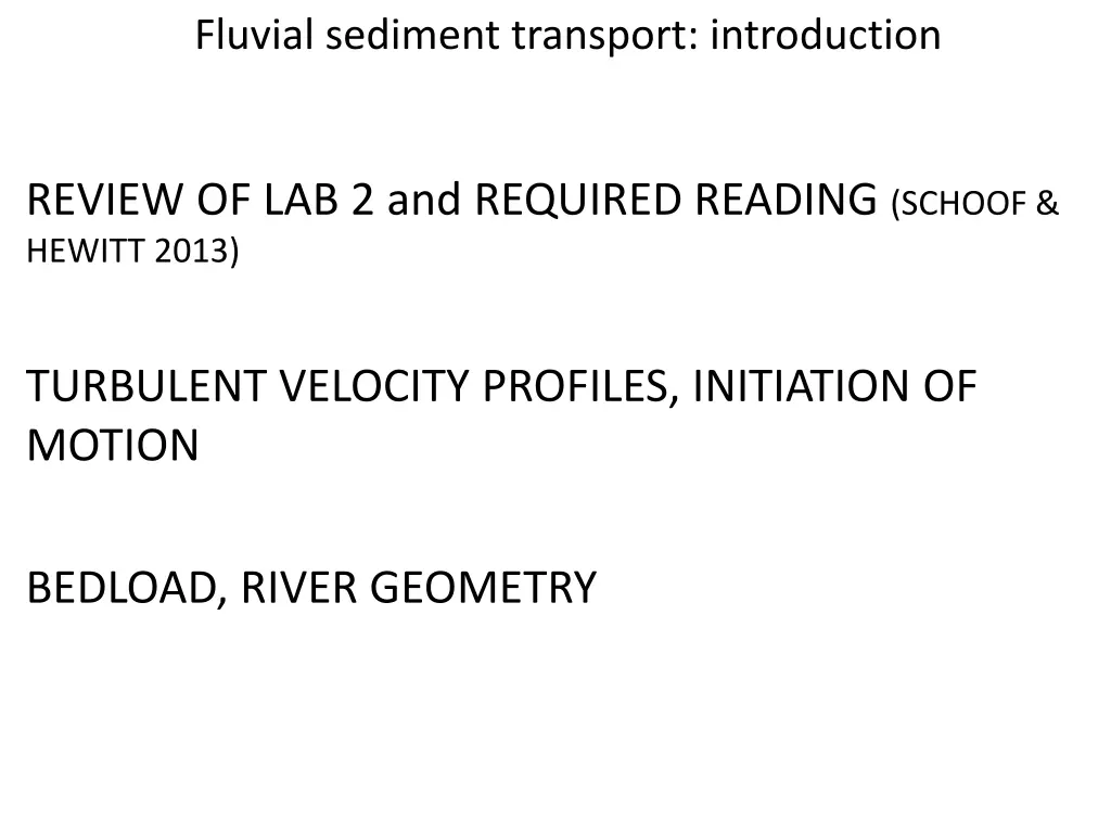 fluvial sediment transport introduction