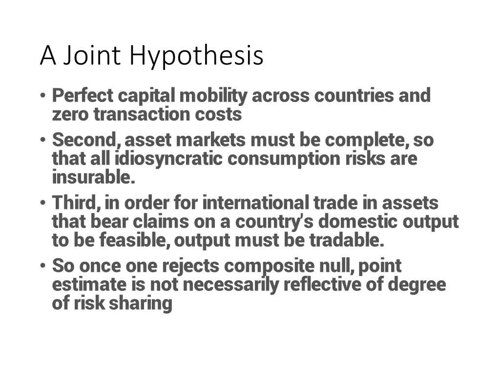 a joint hypothesis perfect capital mobility