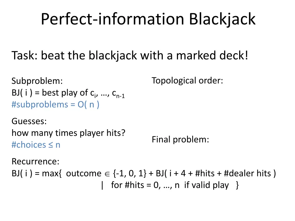 perfect information blackjack 1