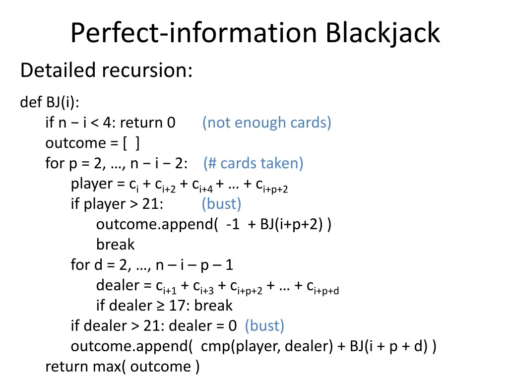 perfect information blackjack 2