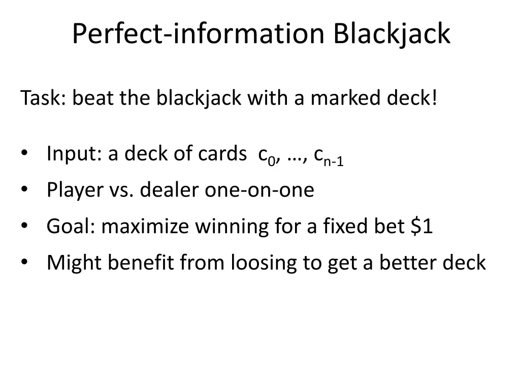 perfect information blackjack