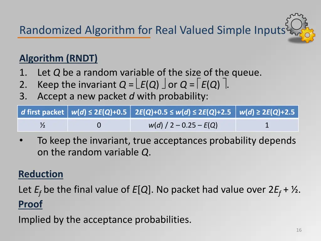 randomized algorithm for real valued simple inputs