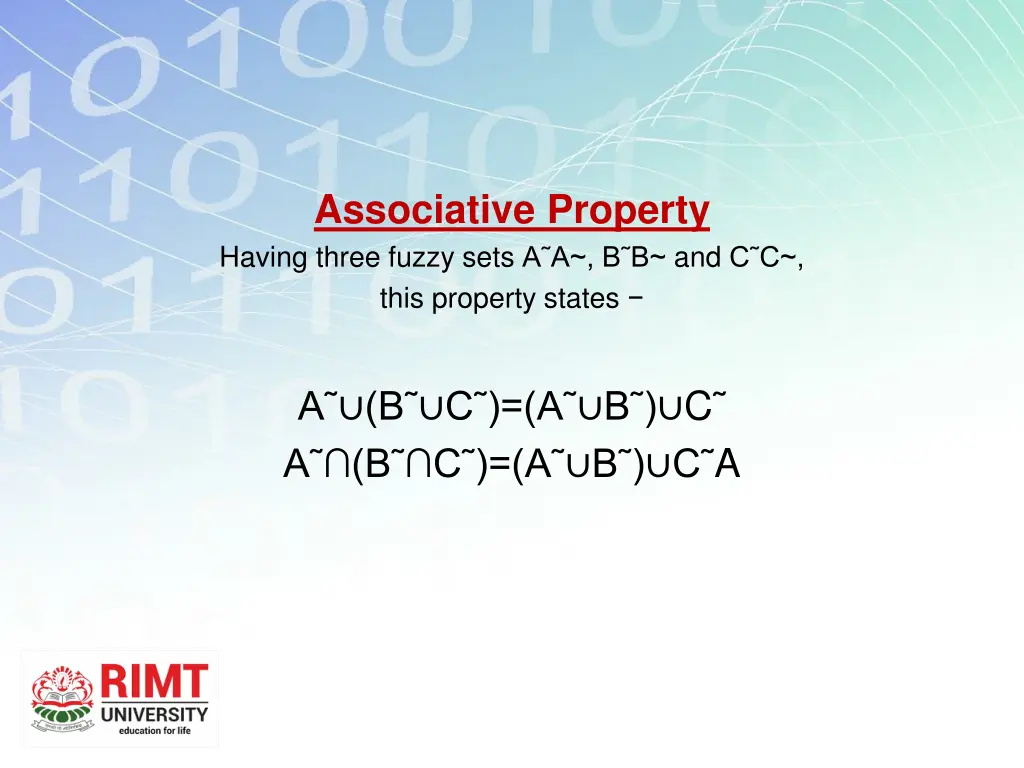 associative property having three fuzzy sets