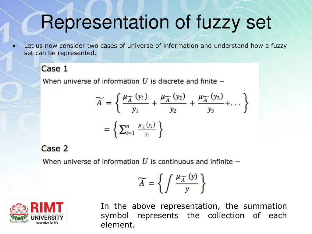 representation of fuzzy set