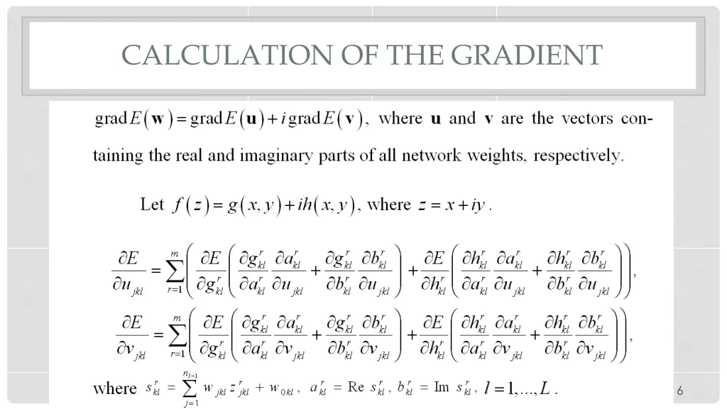 calculation of the gradient