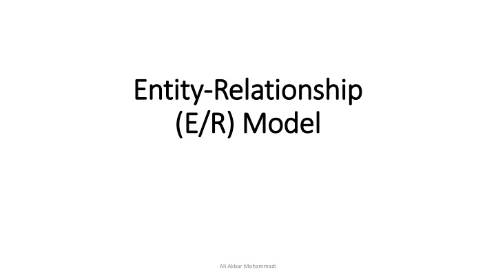 entity entity relationship relationship e r model