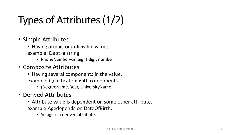 types of attributes 1 2 types of attributes 1 2