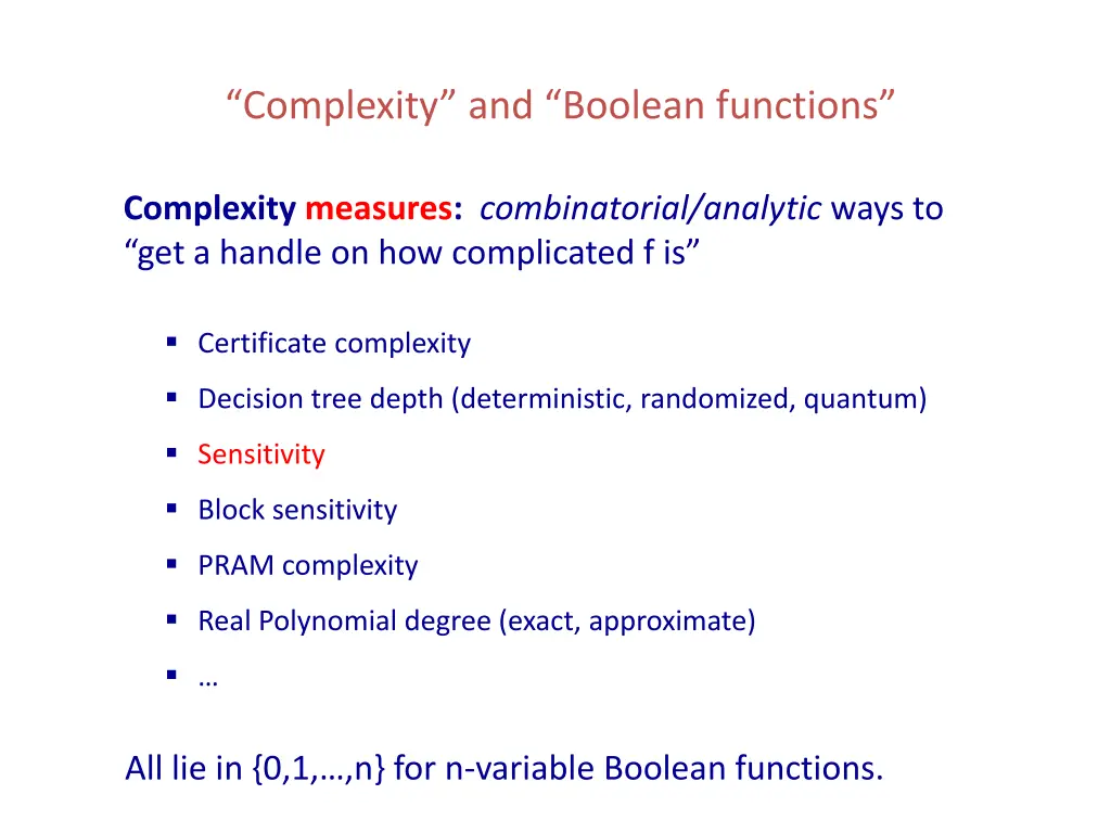 complexity and boolean functions