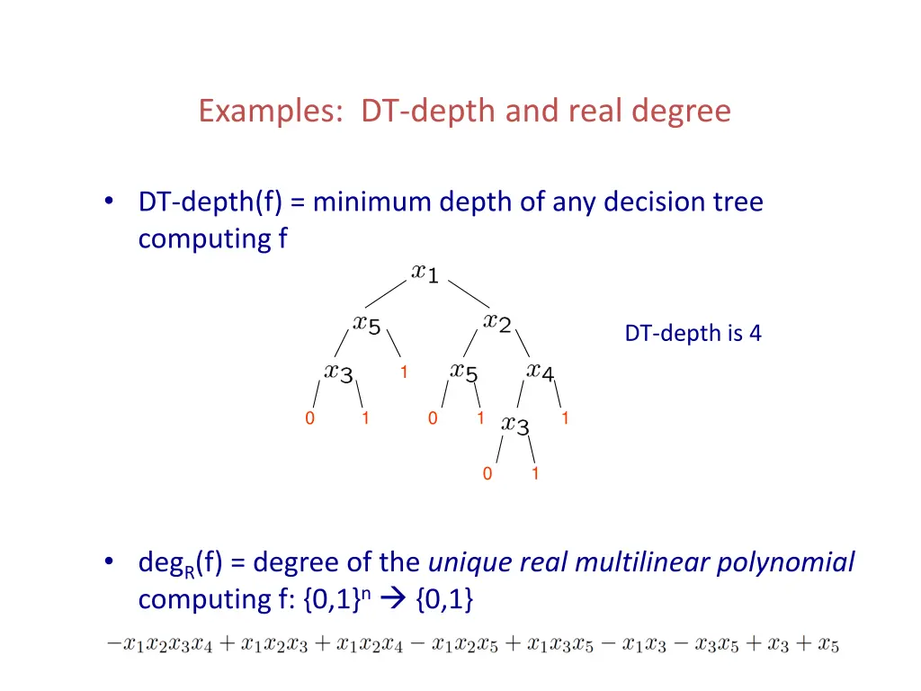 examples dt depth and real degree