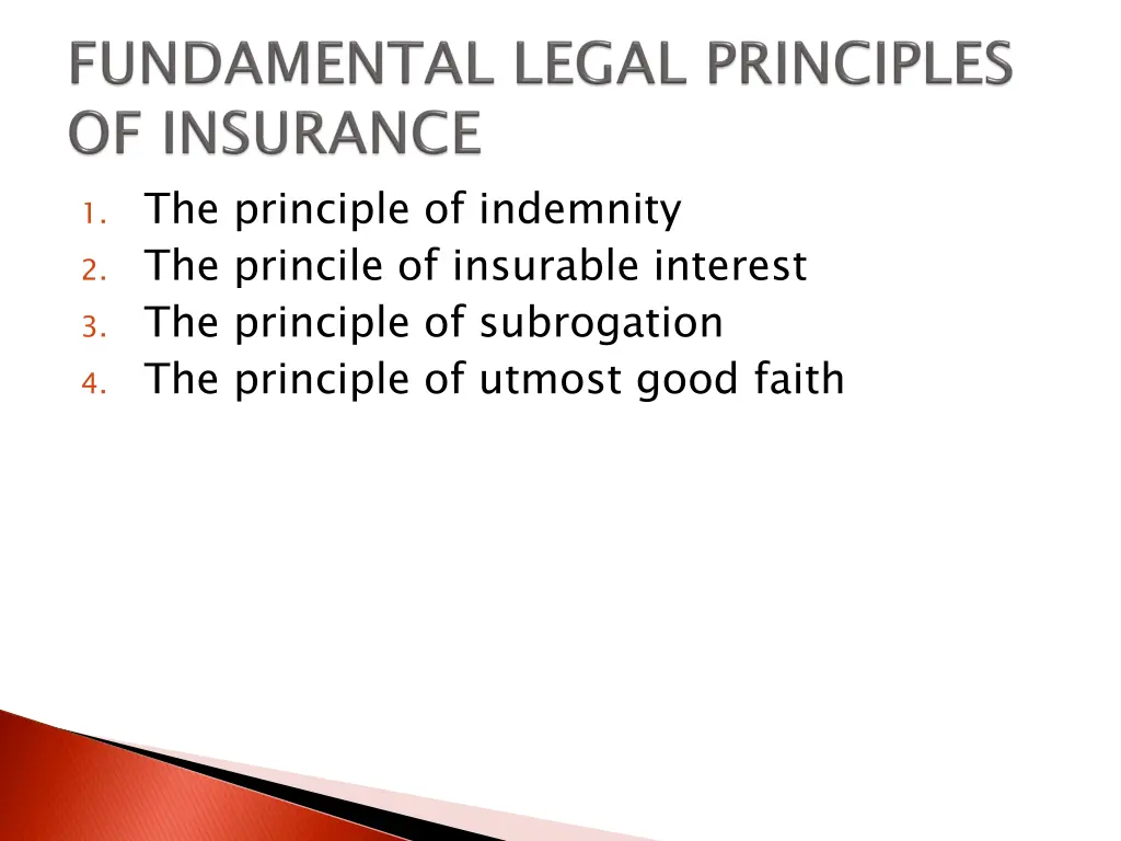 1 the principle of indemnity 2 the princile