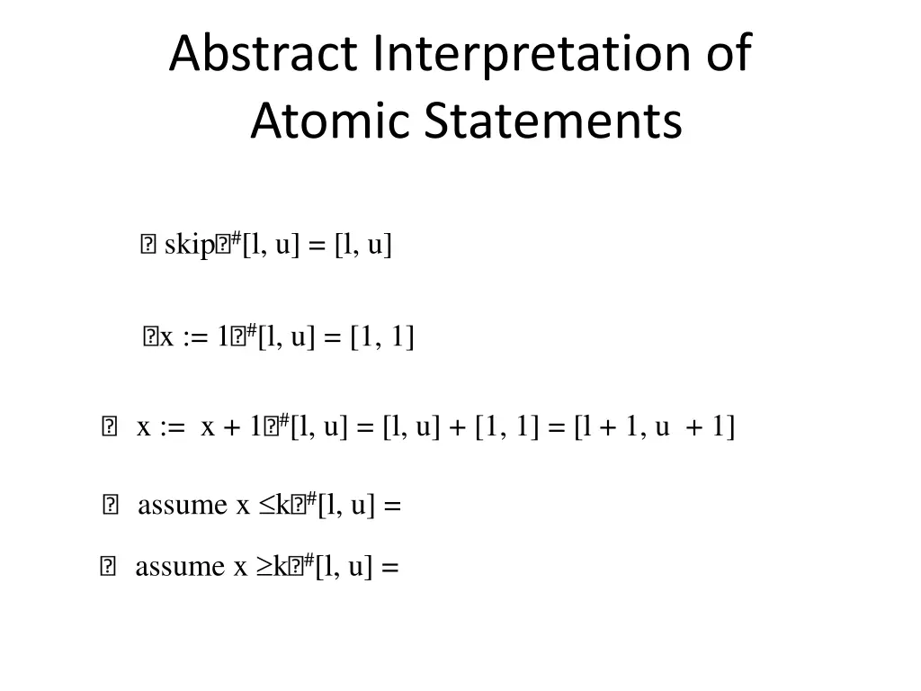 abstract interpretation of atomic statements