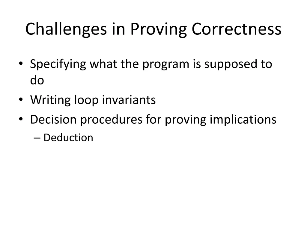 challenges in proving correctness