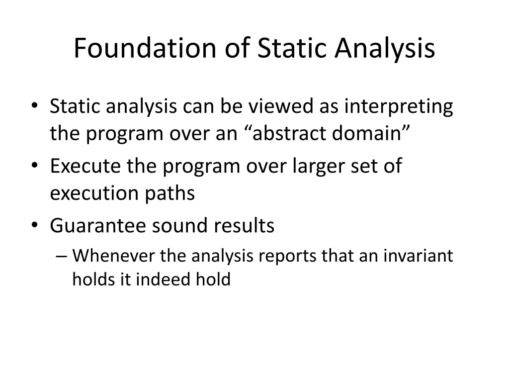 foundation of static analysis