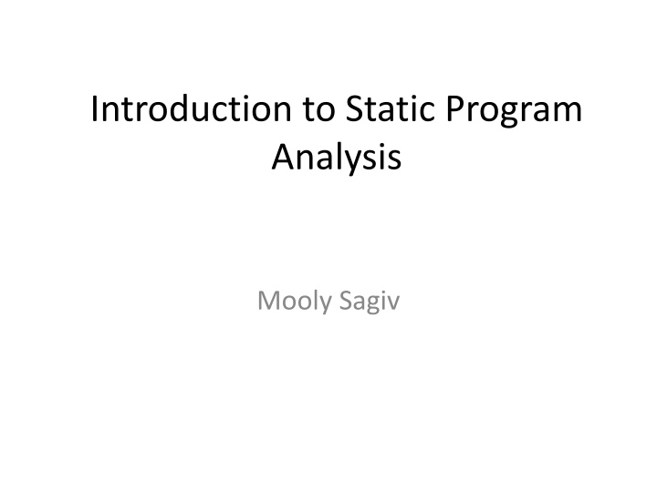 introduction to static program analysis