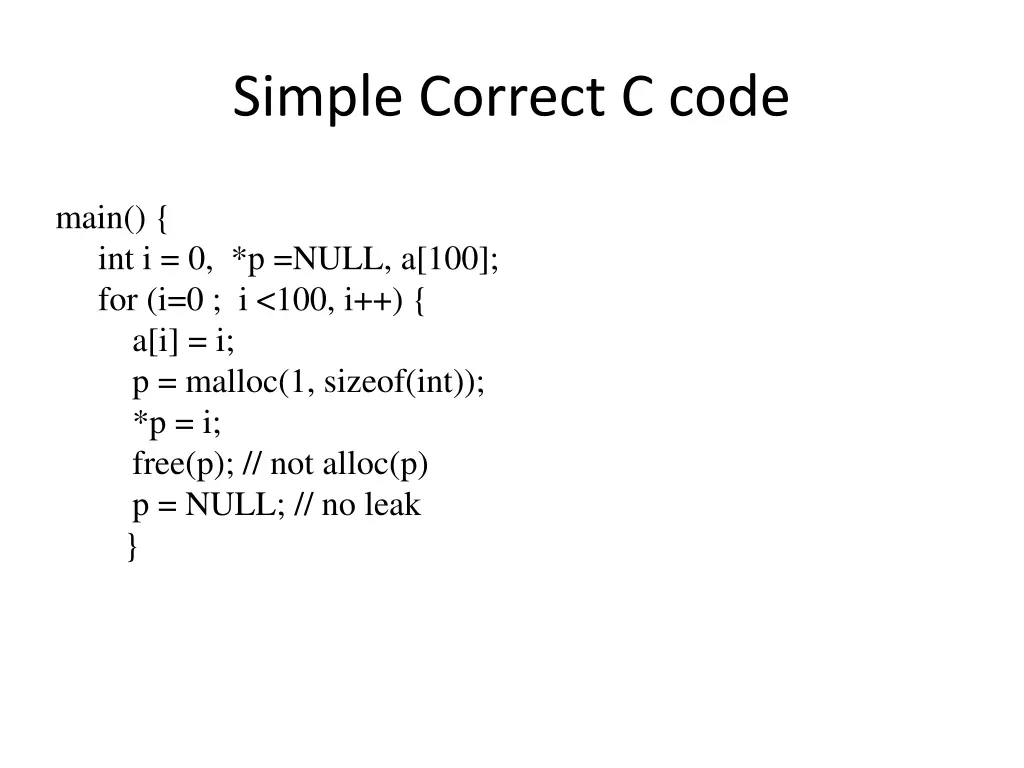 simple correct c code