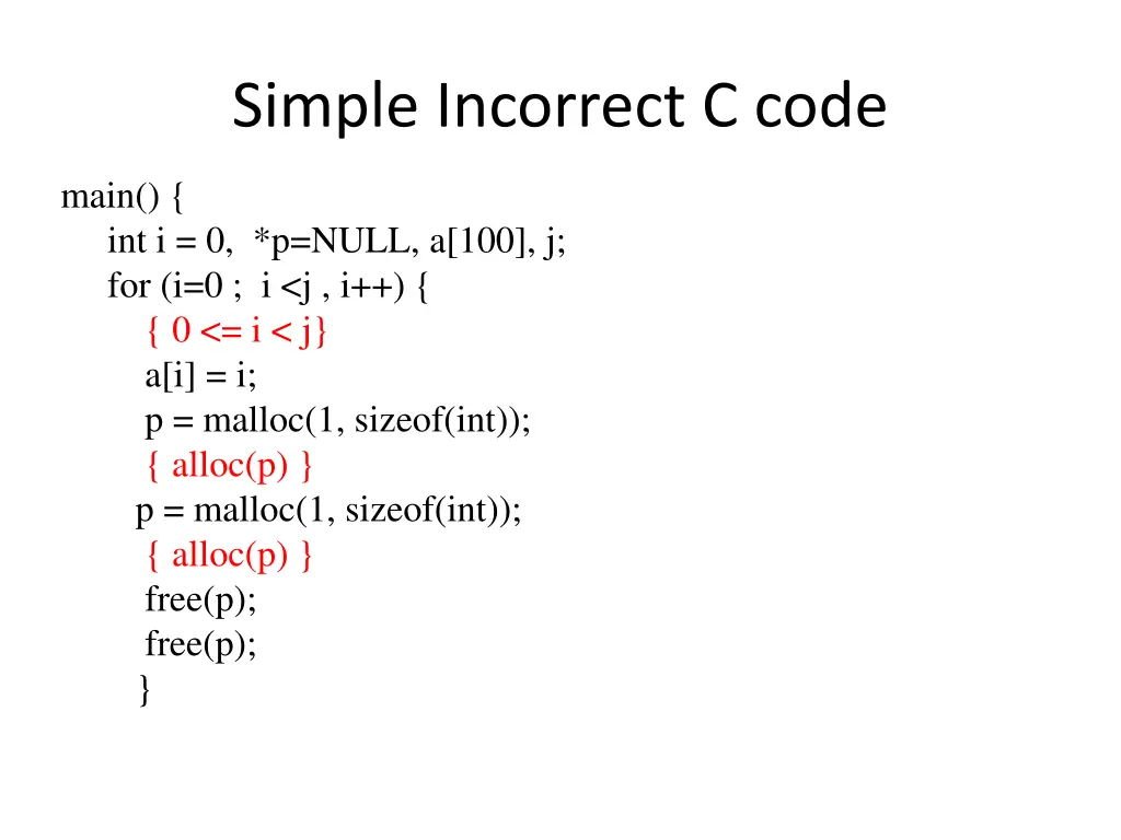 simple incorrect c code