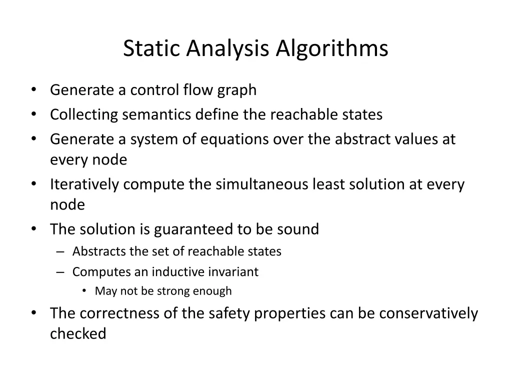 static analysis algorithms