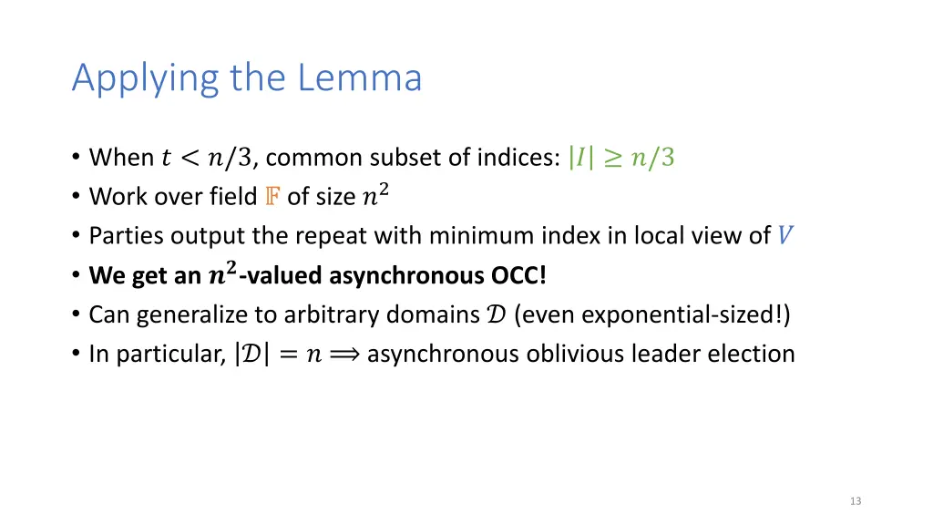 applying the lemma