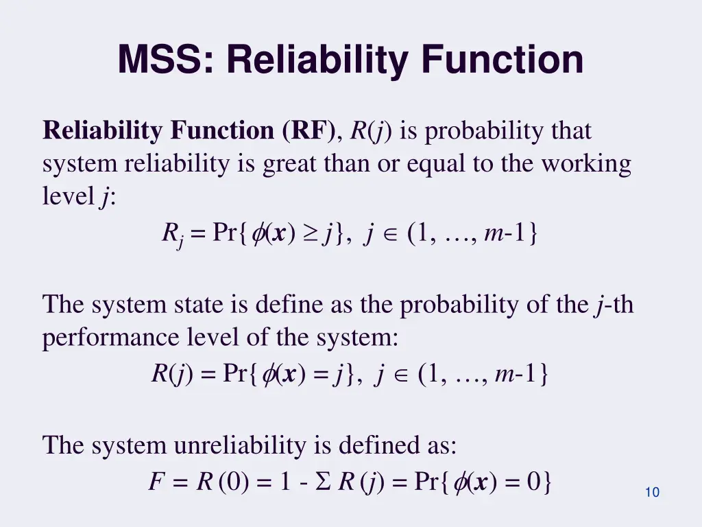 mss reliability function