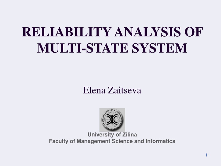 reliability analysis of multi state system