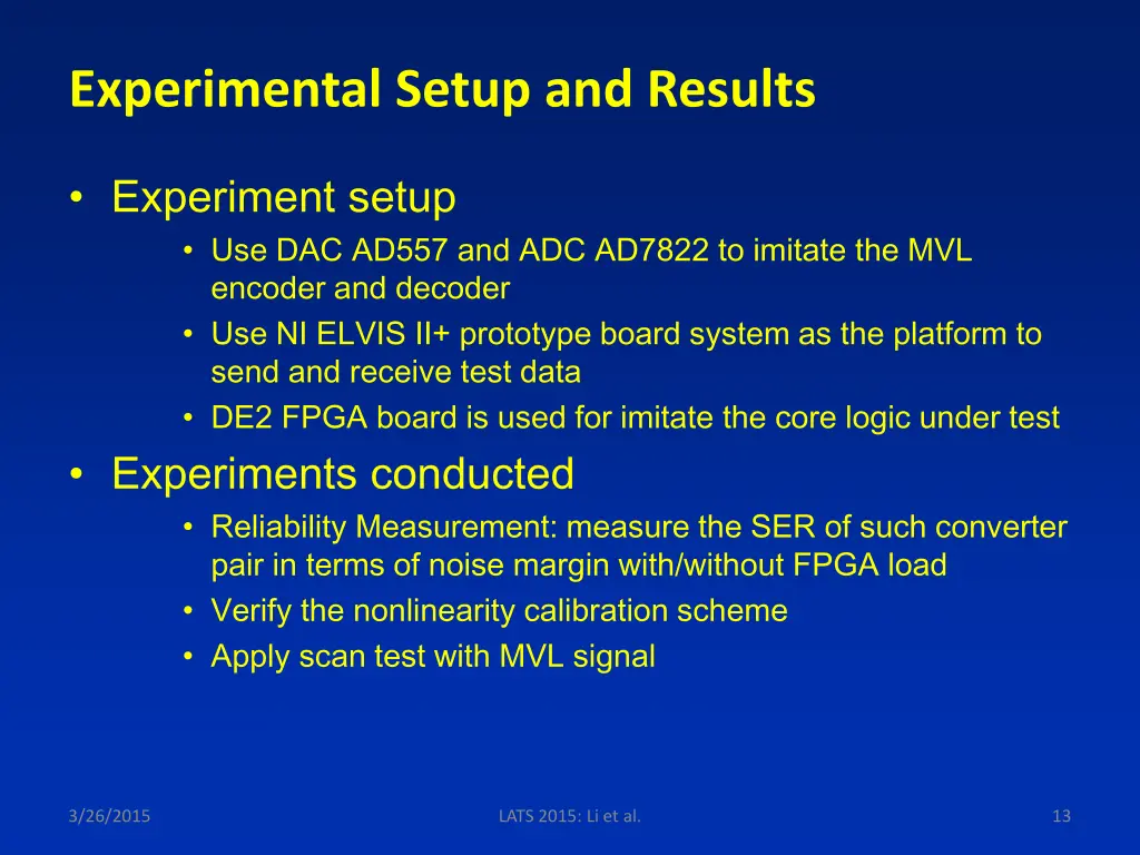 experimental setup and results