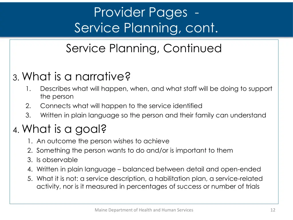 provider pages service planning cont