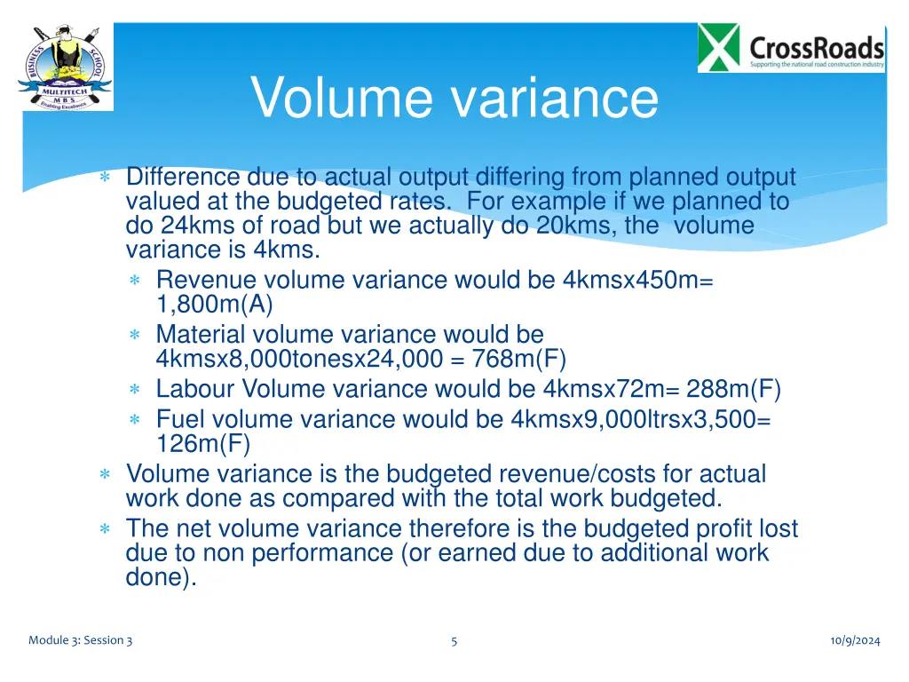 volume variance