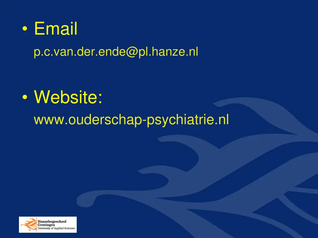 email p c van der ende@pl hanze nl