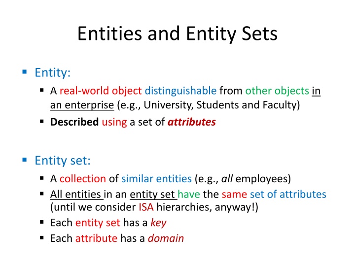 entities and entity sets