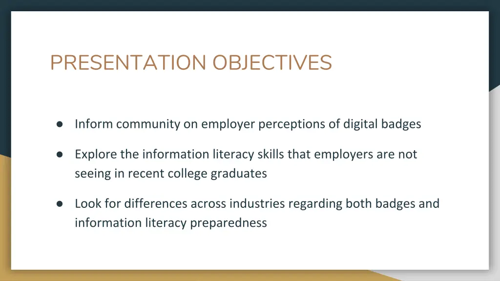 presentation objectives