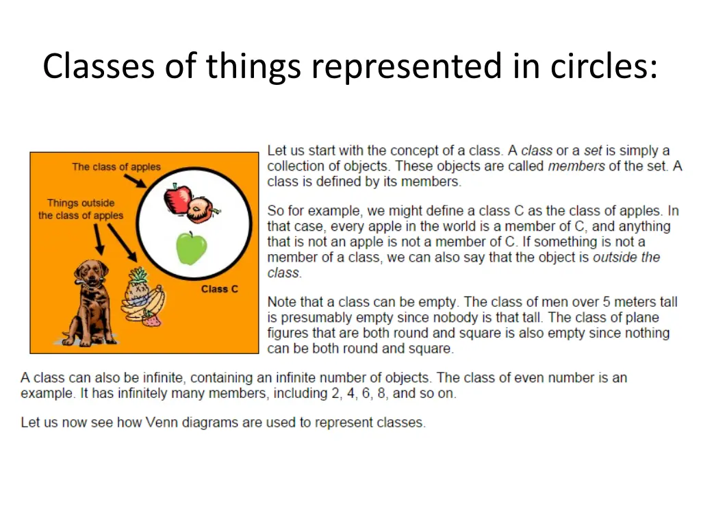 classes of things represented in circles