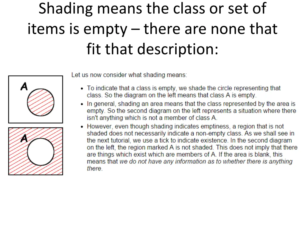 shading means the class or set of items is empty