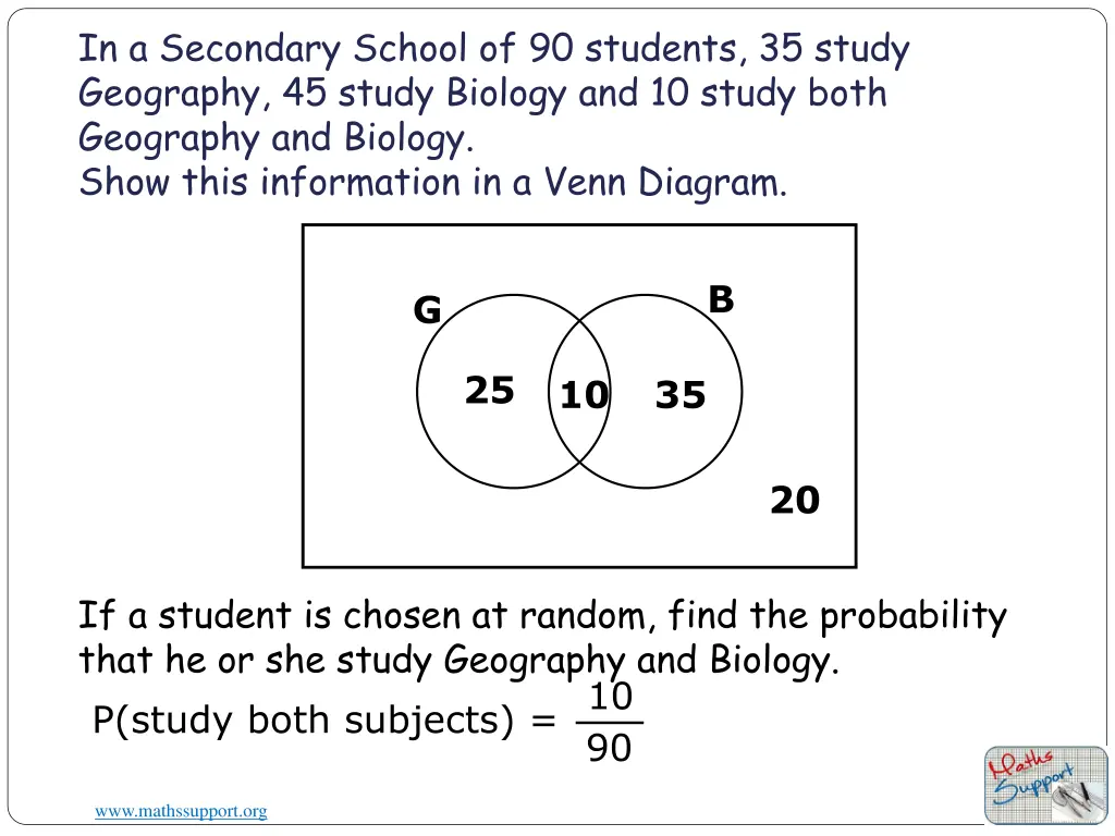 in a secondary school of 90 students 35 study