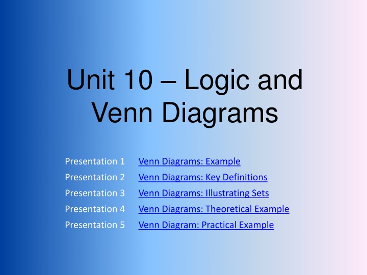 unit 10 logic and venn diagrams