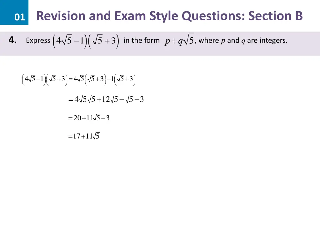 01 revision and exam style questions section