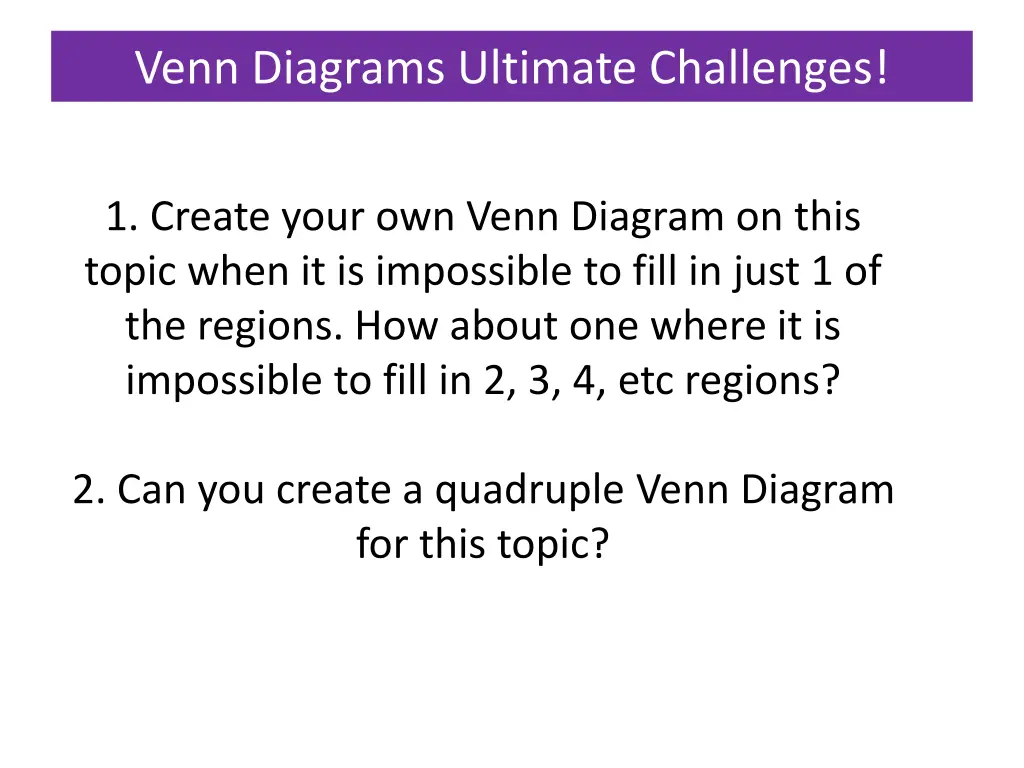 venn diagrams ultimate challenges