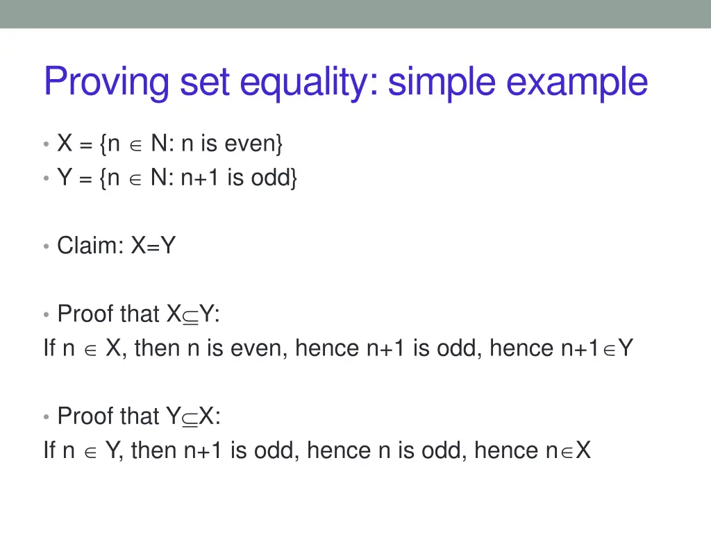 proving set equality simple example