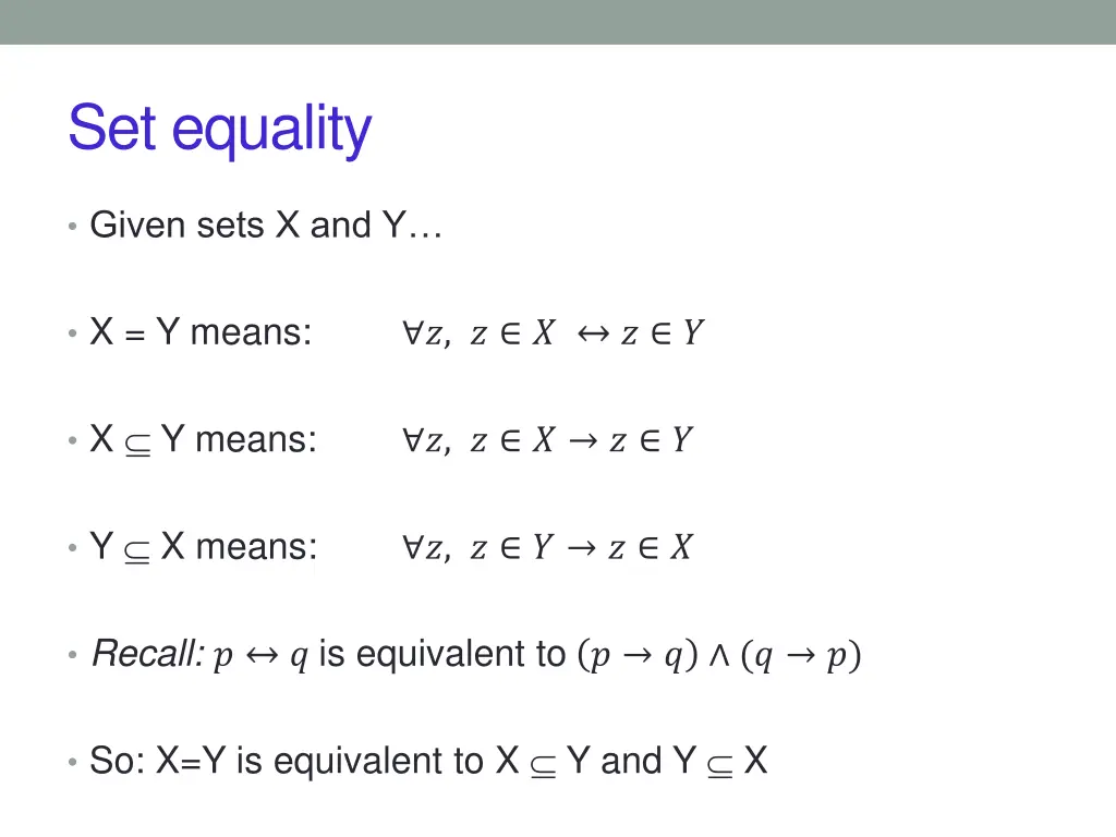 set equality