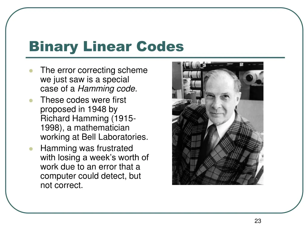 binary linear codes