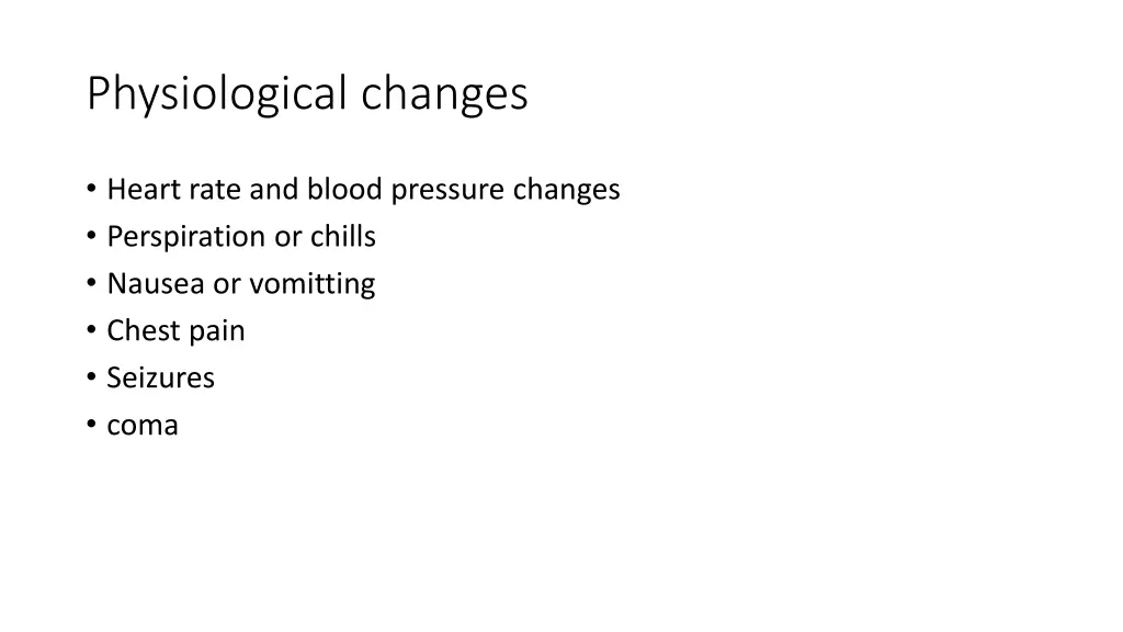 physiological changes