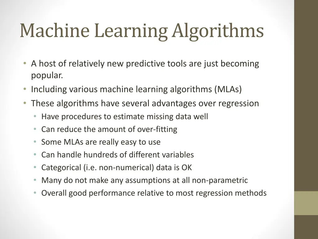 machine learning algorithms