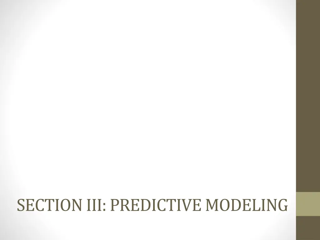 section iii predictive modeling