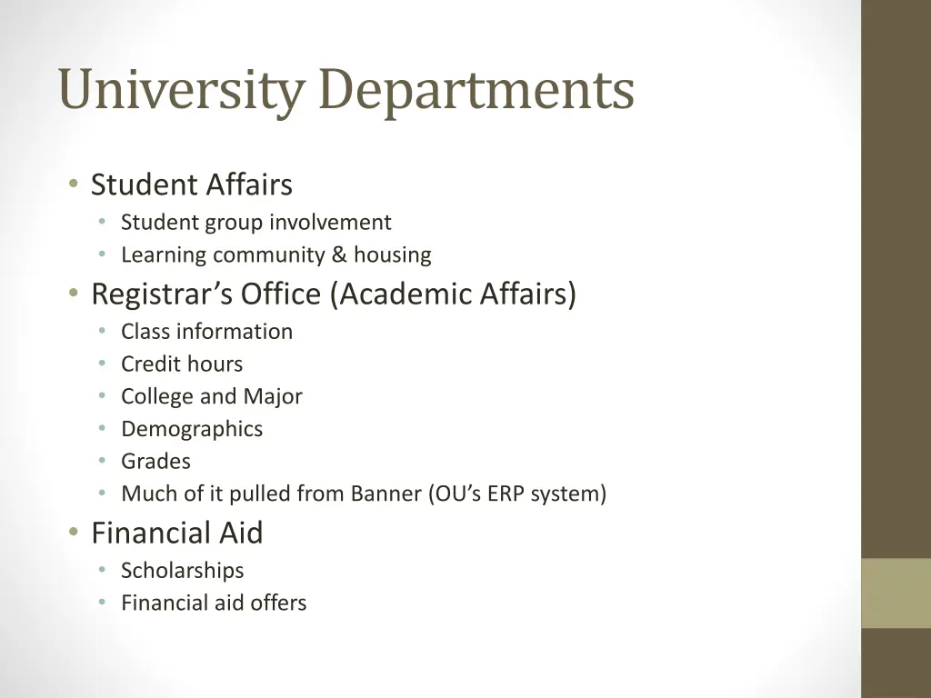 university departments