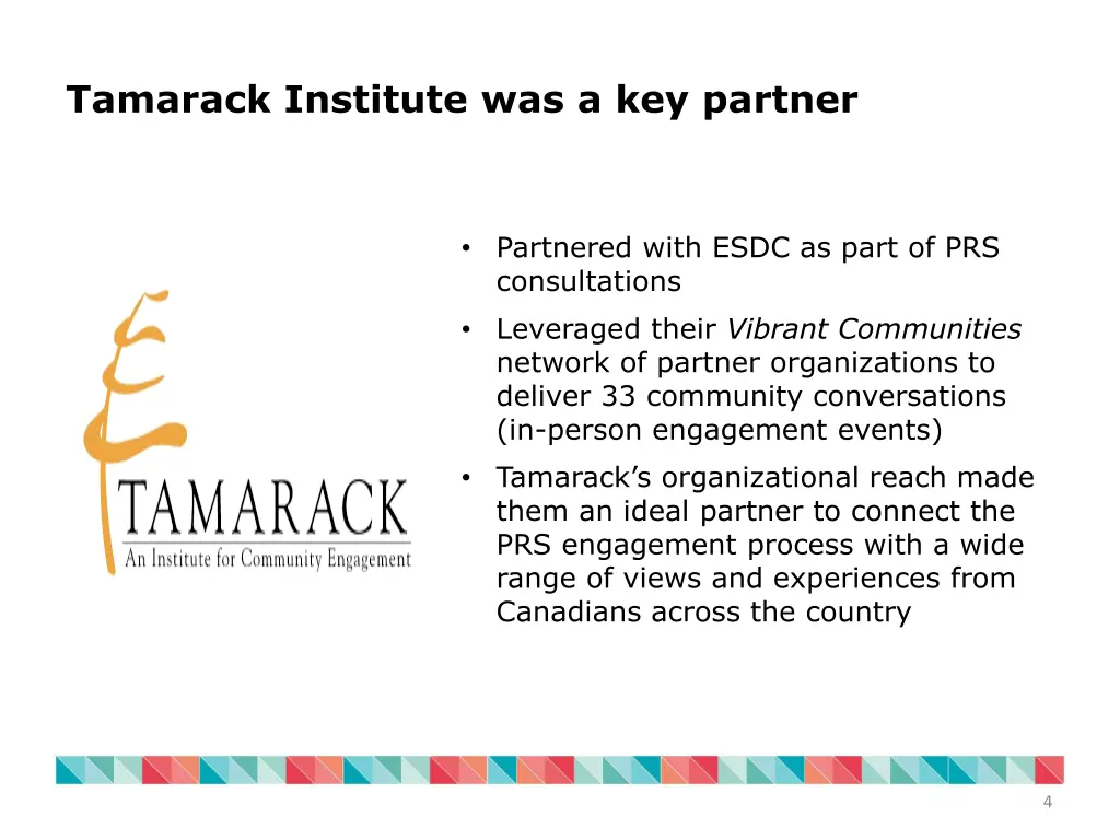 tamarack institute was a key partner