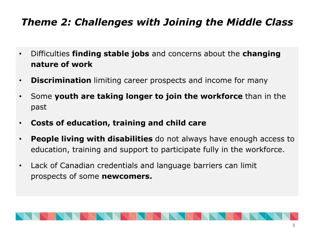 theme 2 challenges with joining the middle class