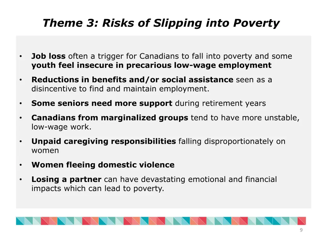 theme 3 risks of slipping into poverty