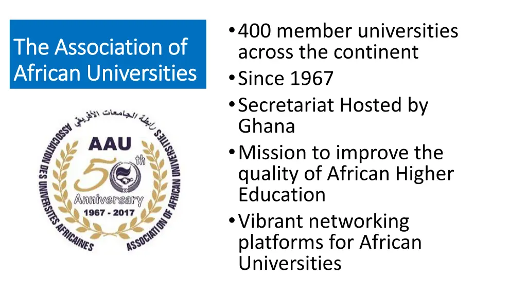 400 member universities across the continent