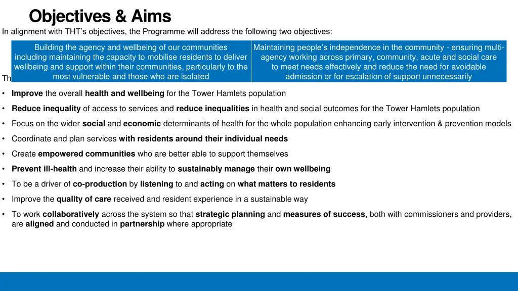 objectives aims in alignment with